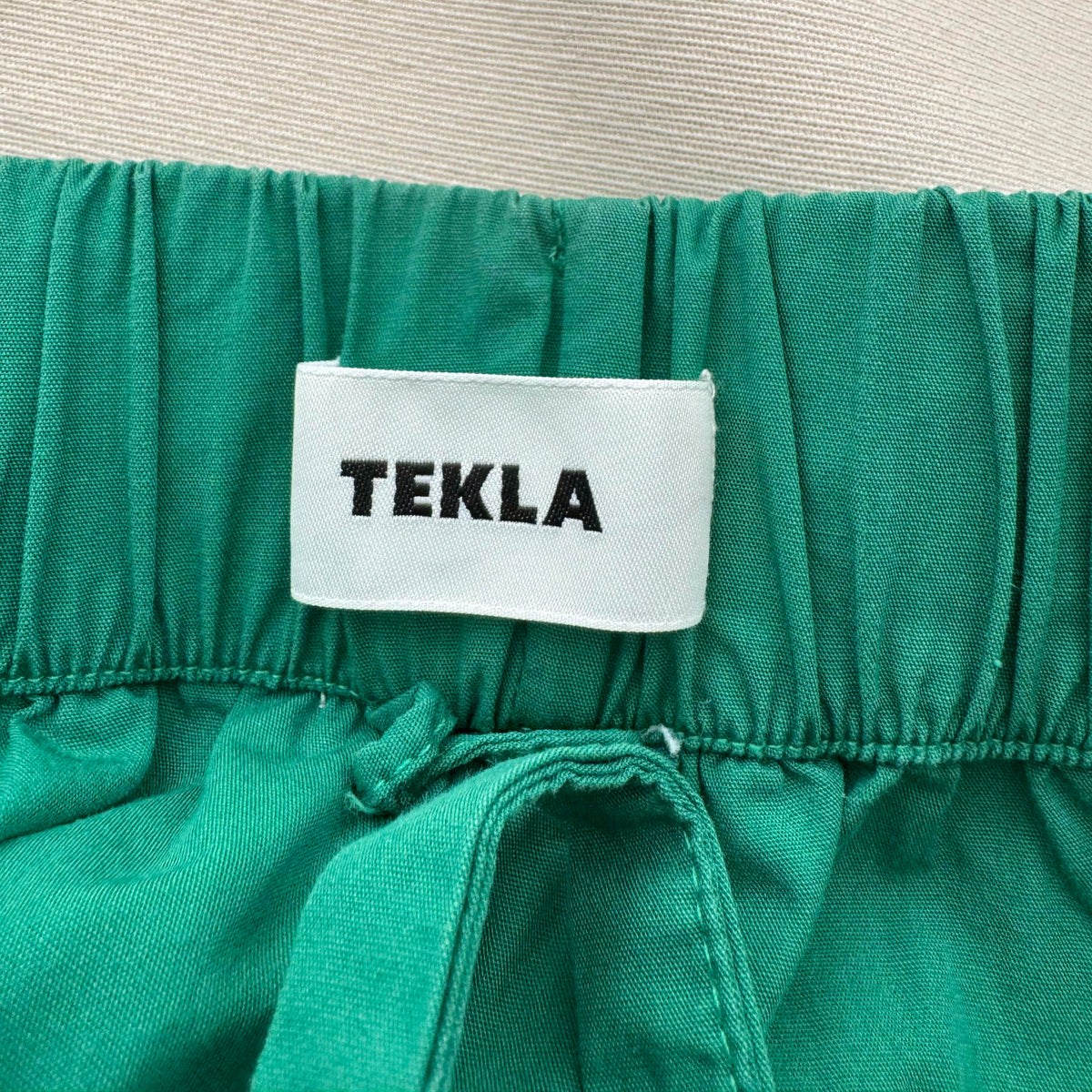 Tekla Cotton Poplin Pyjama Pants in Green, size Small