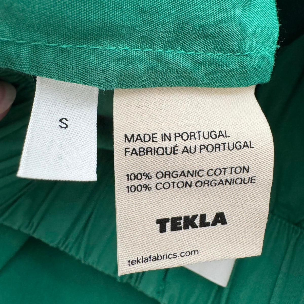 Tekla Cotton Poplin Pyjama Pants in Green, size Small