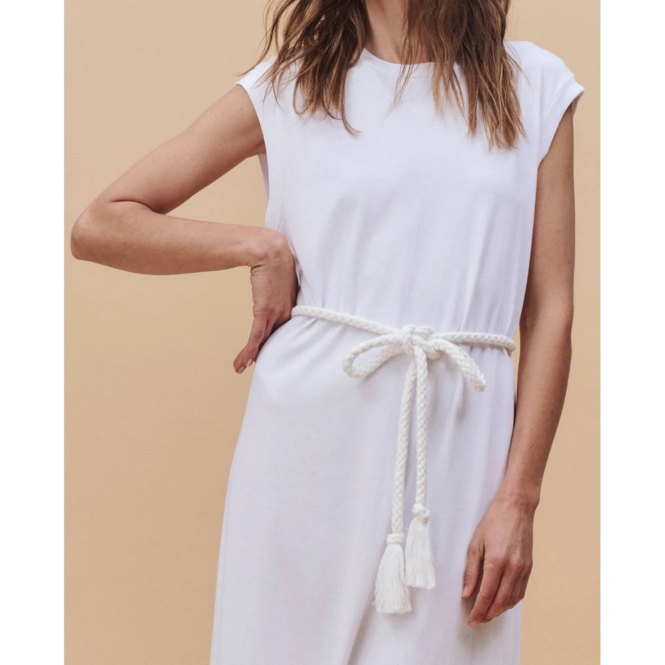 THE GREAT "The Square" Tee-Shirt Dress in White, size "1" (size small)