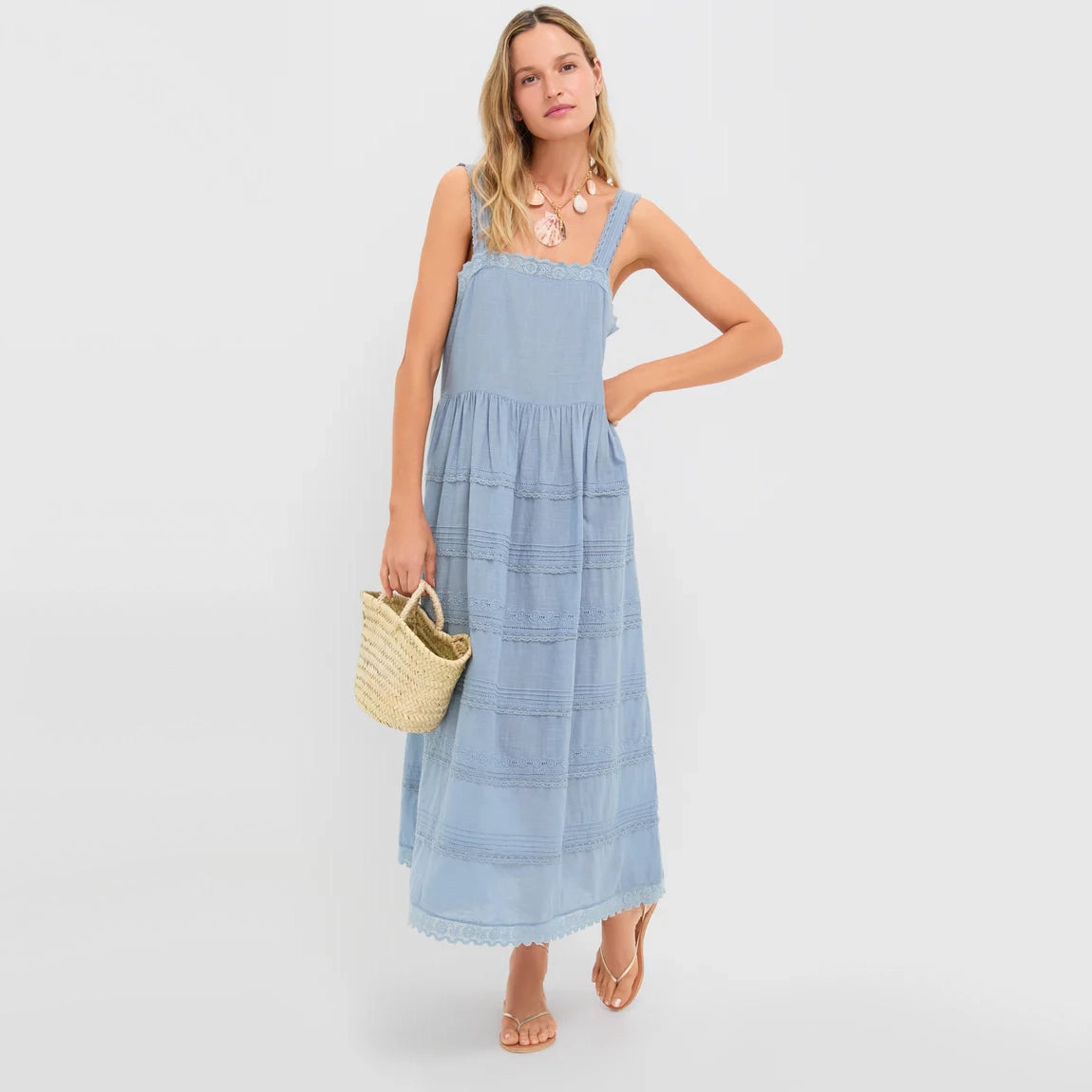 THE GREAT "Reverie" Dress in Pale Blue, size "3" (fits 8/10 ish)