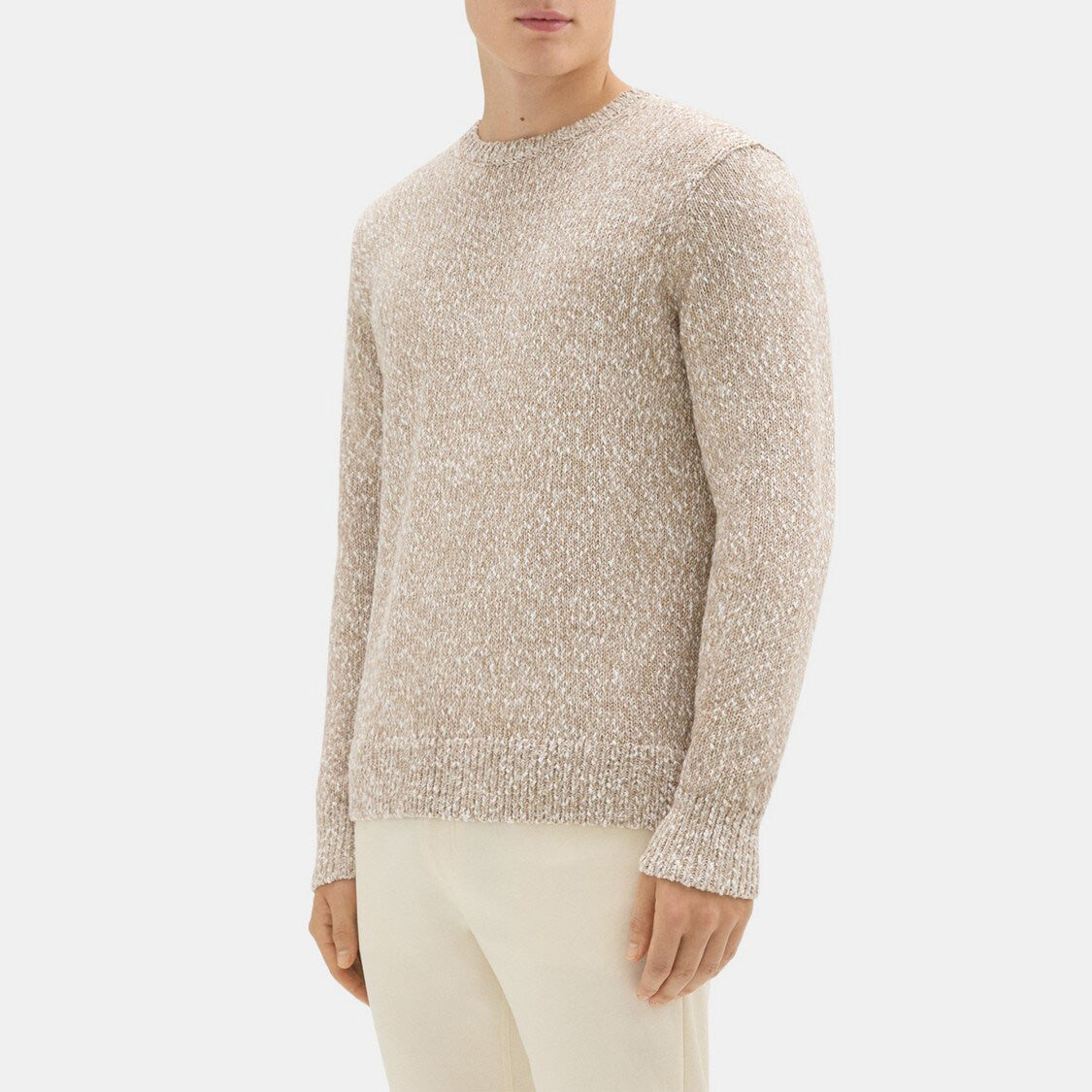 Theory "Mauno" Crew Neck Sweater in Heathered Tan, size Small