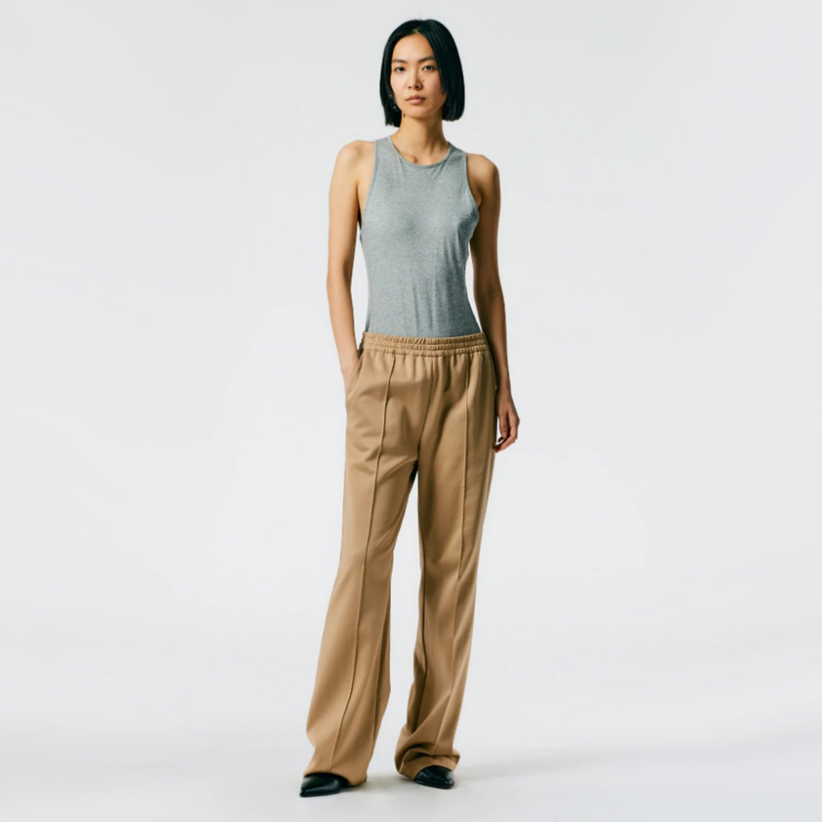 Tibi Active Knit "Scottie" Joggers in Tan, size Large