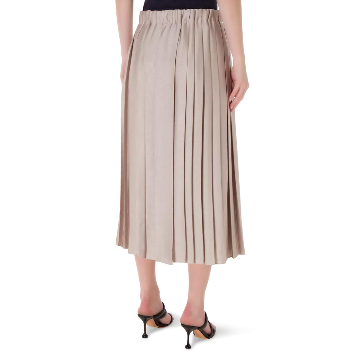 Tibi Feather Weight Pleated Twill Pull On Skirt in Light Tan, size XL
