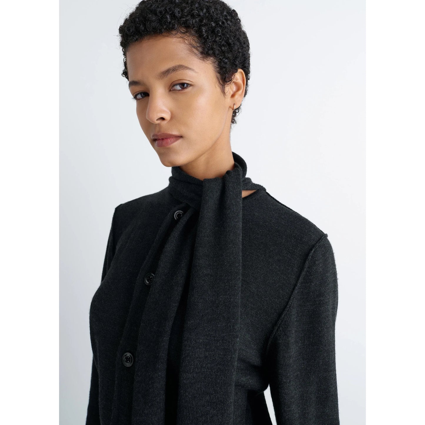 Lemaire "Twisted" Merino Cardigan in Charcoal Grey, size Large (fits size S/M)