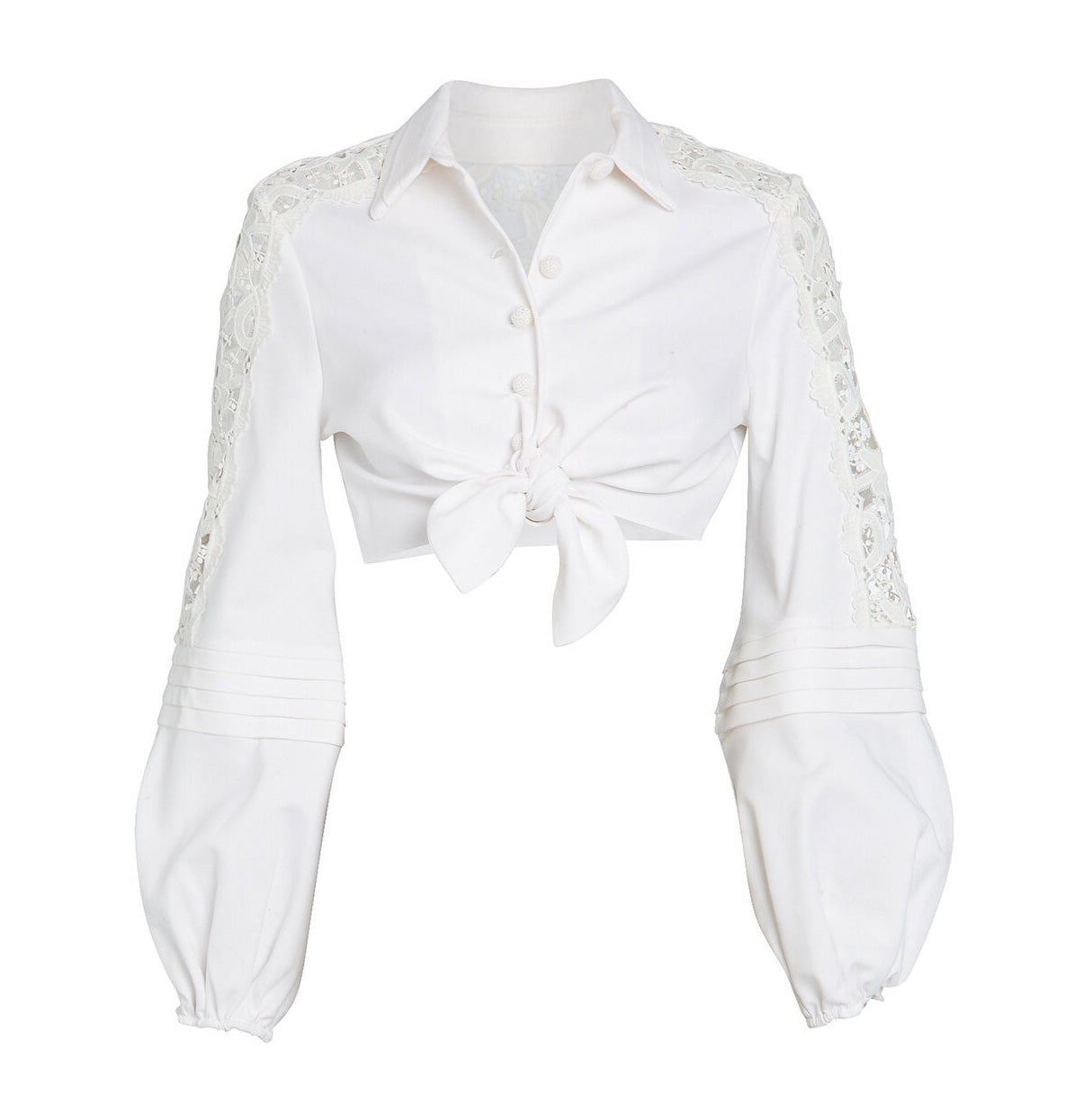 Chemise courte en dentelle blanche Alexis, taille Small