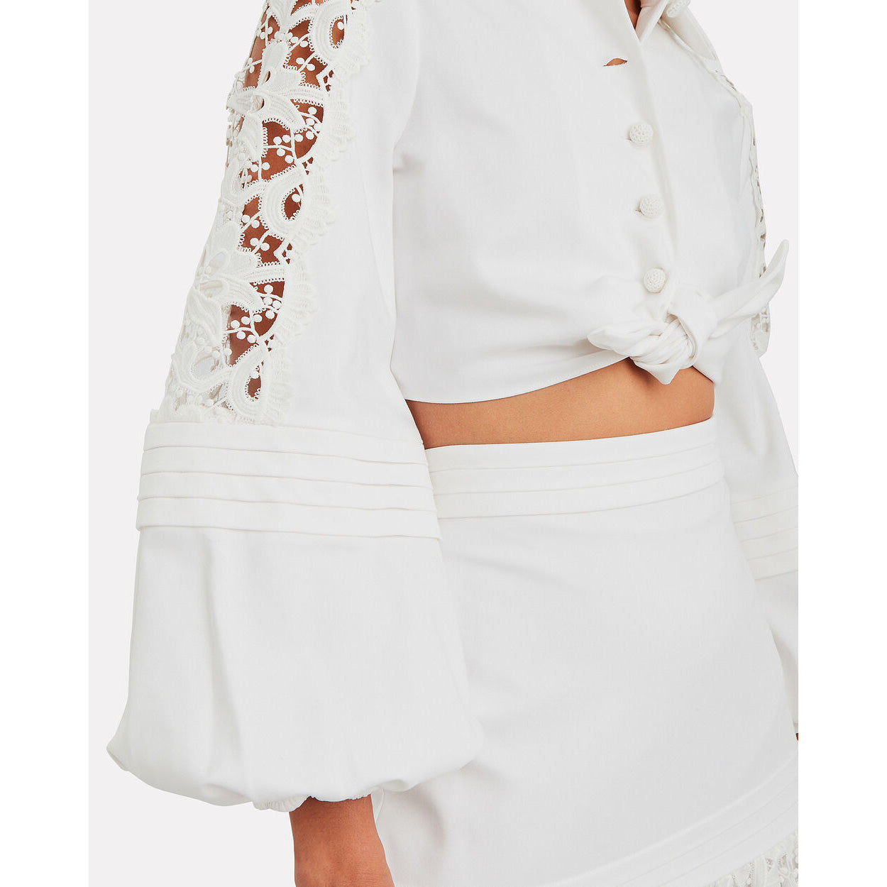 Chemise courte en dentelle blanche Alexis, taille Small