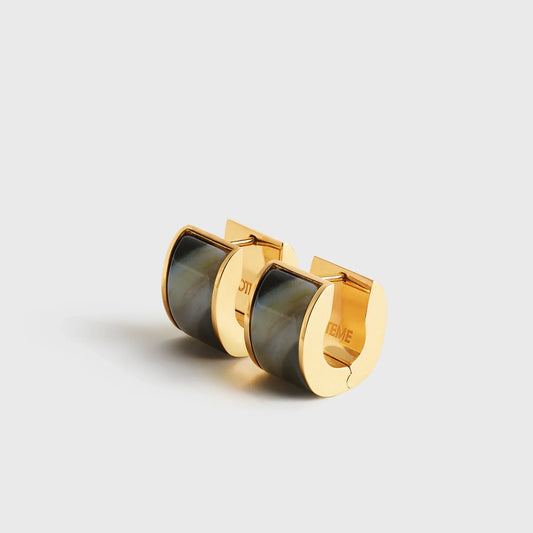 Toteme Petite Signature Hoop Earring in Beige/Gold