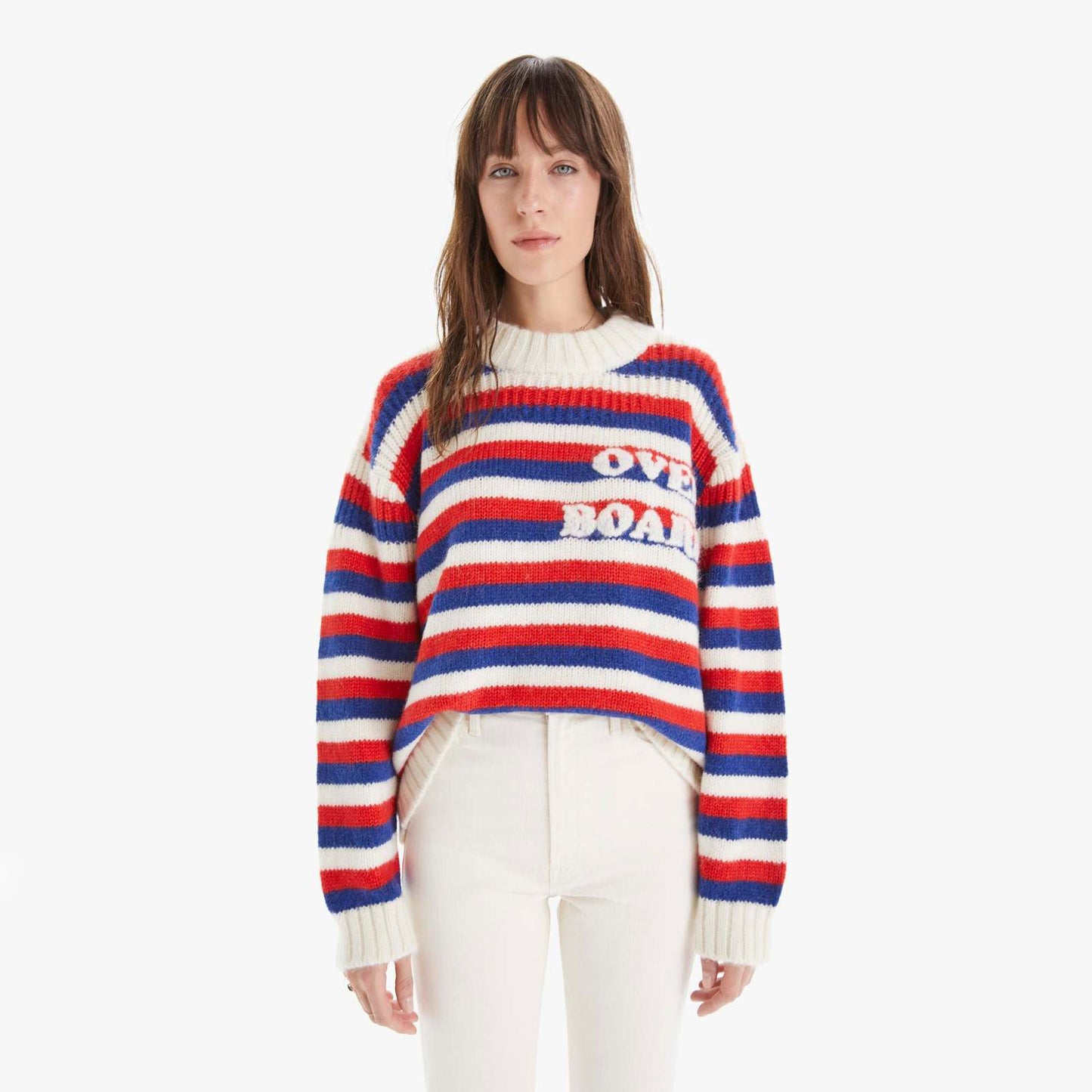 Mother Denim "The Biggie" Overboard Striped Jumper in Red/Blue, size Small (fits S/M)