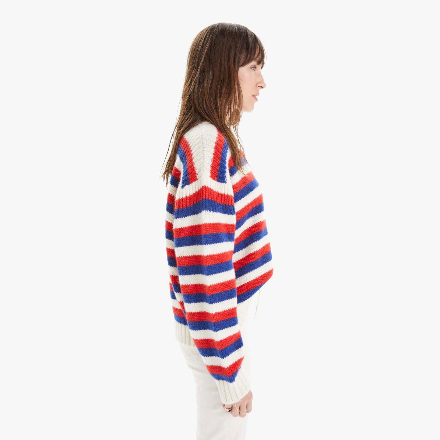 Mother Denim "The Biggie" Overboard Striped Jumper in Red/Blue, size Small (fits S/M)