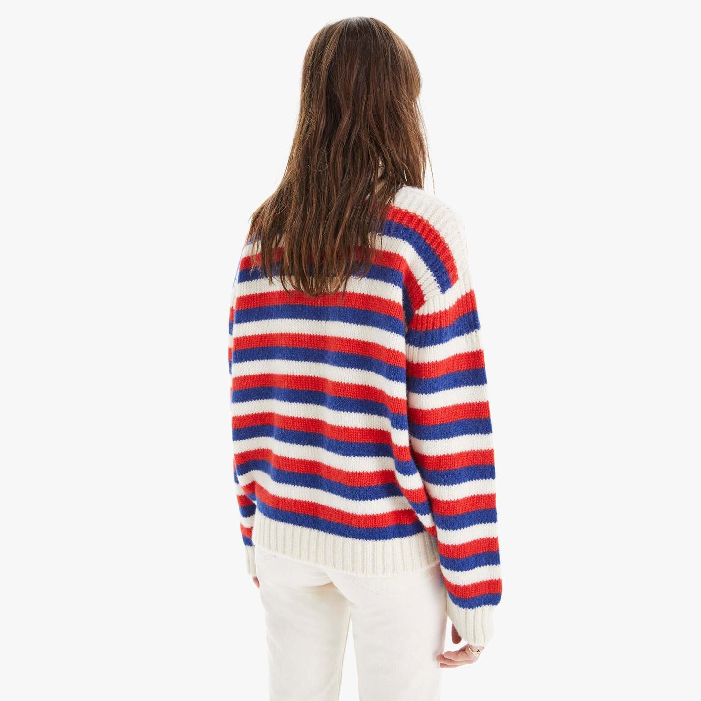 Mother Denim "The Biggie" Overboard Striped Jumper in Red/Blue, size Small (fits S/M)