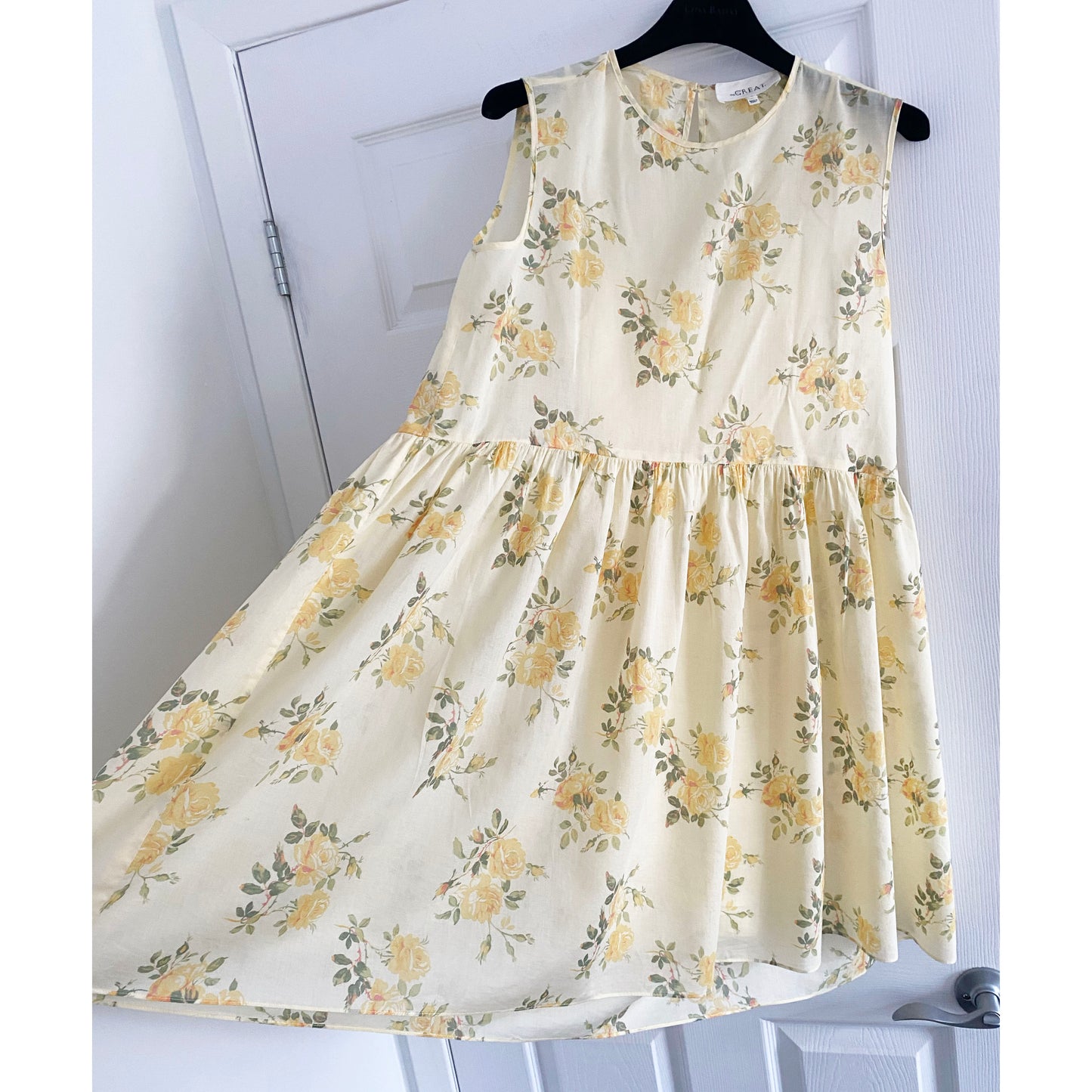 The Great Yellow Floral Printed Cotton Dress, size "0" (XS)