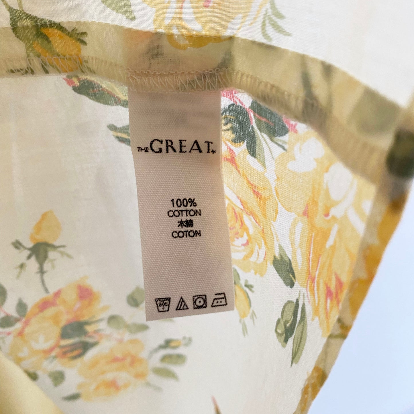 The Great Yellow Floral Printed Cotton Dress, size "0" (XS)