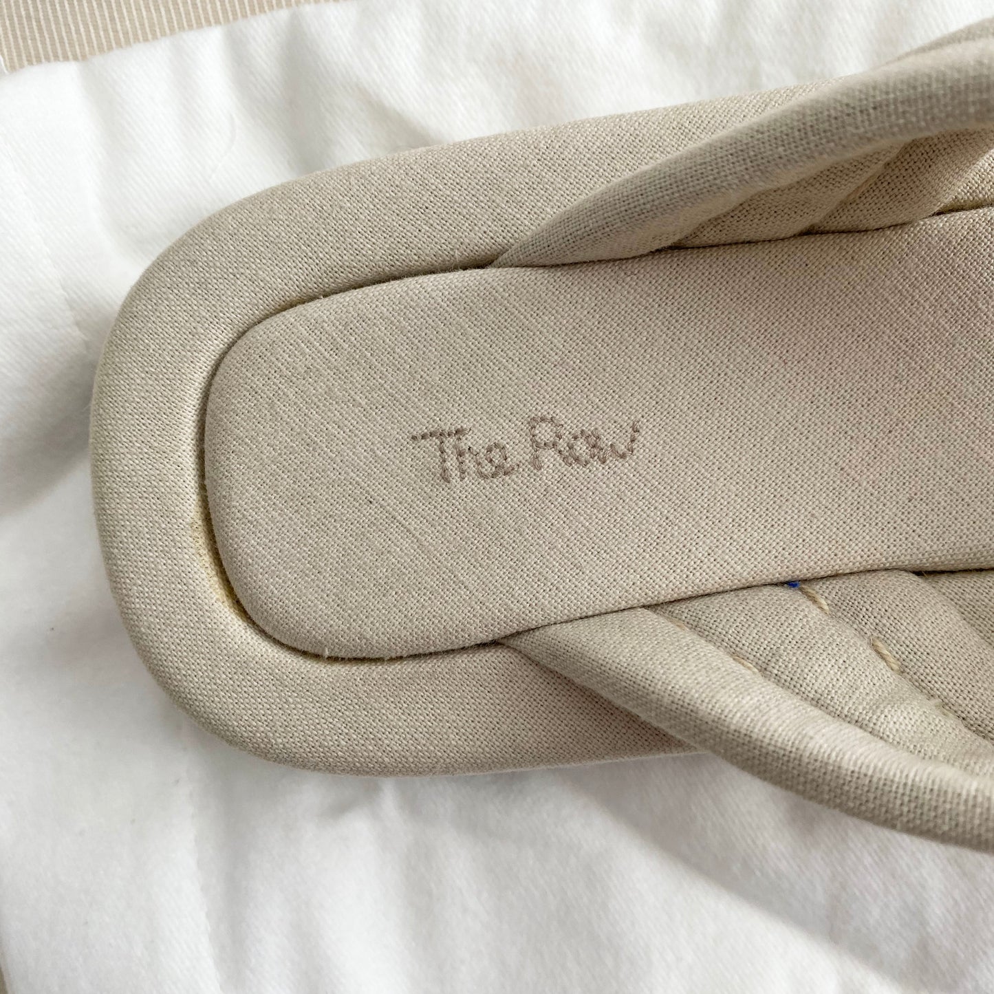 The Row "Ginza" Slides in Ivory Canvas, size 39