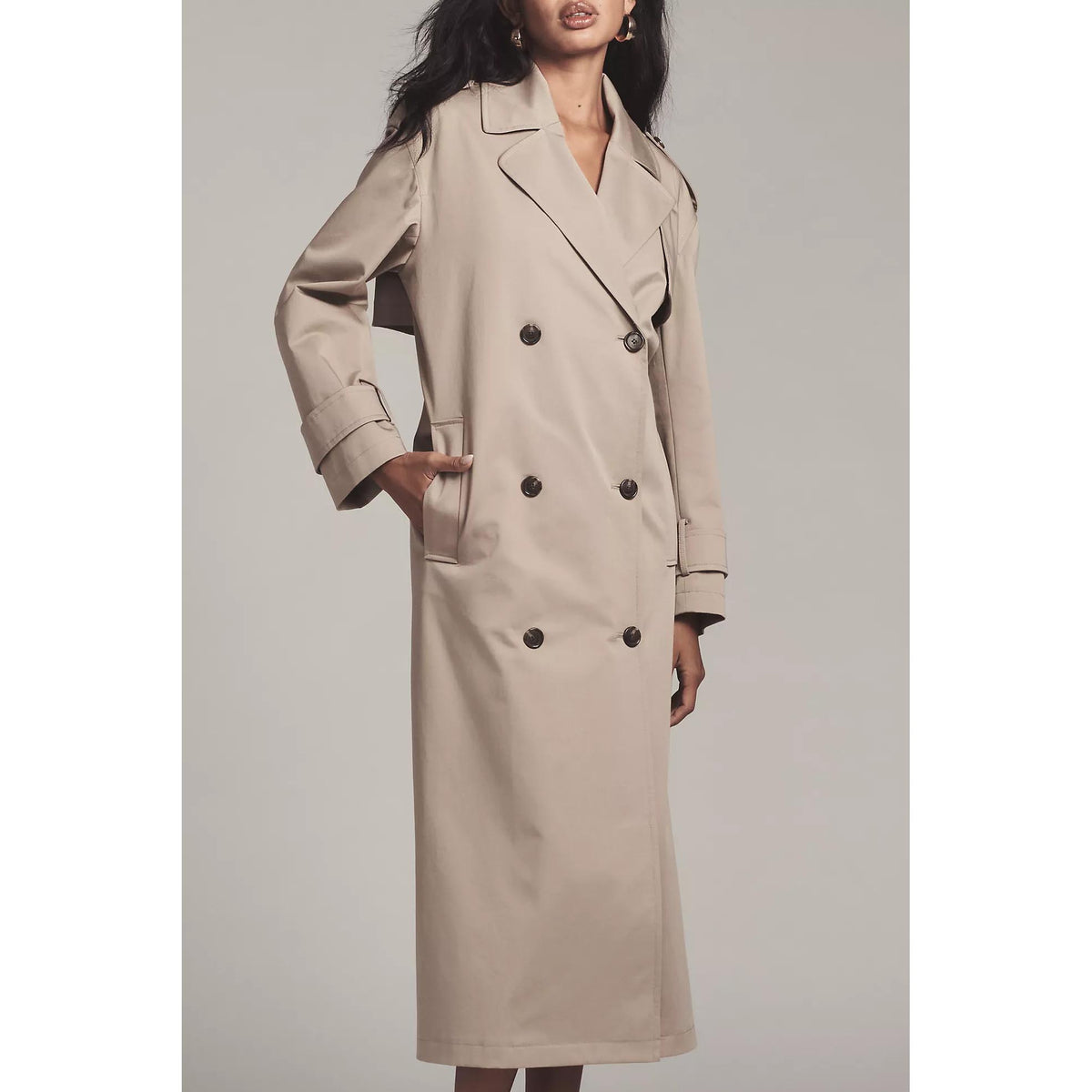 Theory Oversize Double Breasted Trench Coat, size Medium