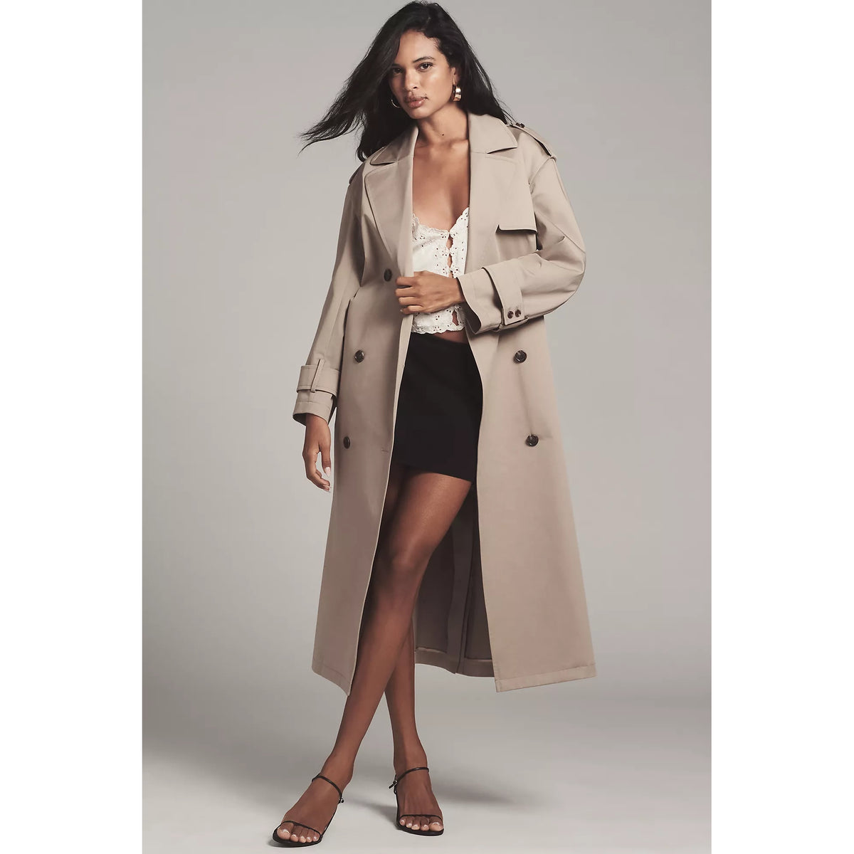 Theory Oversize Double Breasted Trench Coat, size Medium