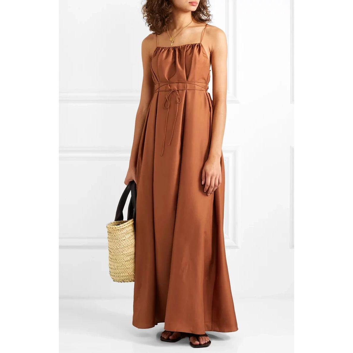 Three Graces "Gwendoline" Silk Dress in Copper, size 10US