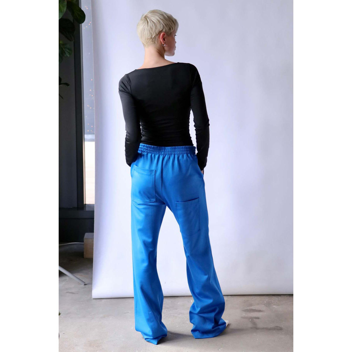 Tibi Active Knit "Scottie" Joggers in Sapphire Blue, size Medium