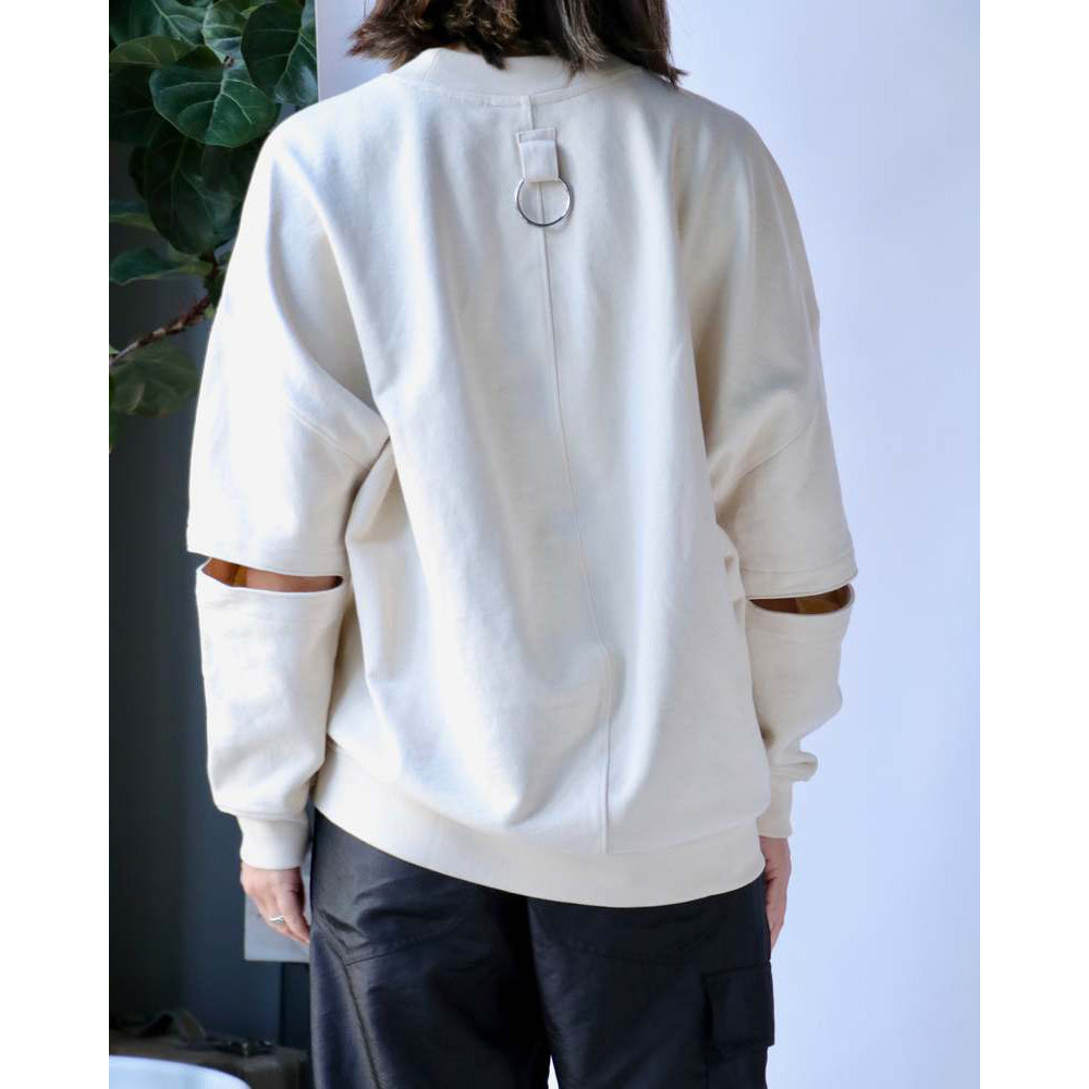 Tibi Cocoon Sweatshirt in Ivory, size XXS