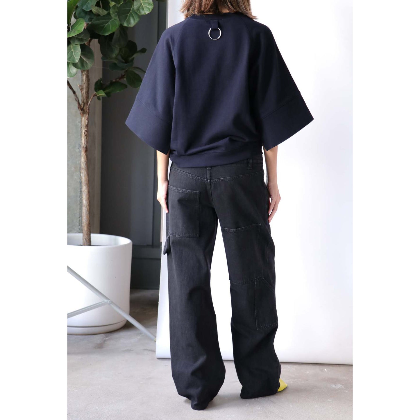 Tibi Crewneck "Easy" Sweatshirt in Navy, size Small