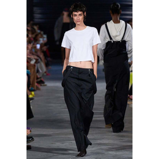 Tibi Dominic Pinstripe Overall Skirt, size 12