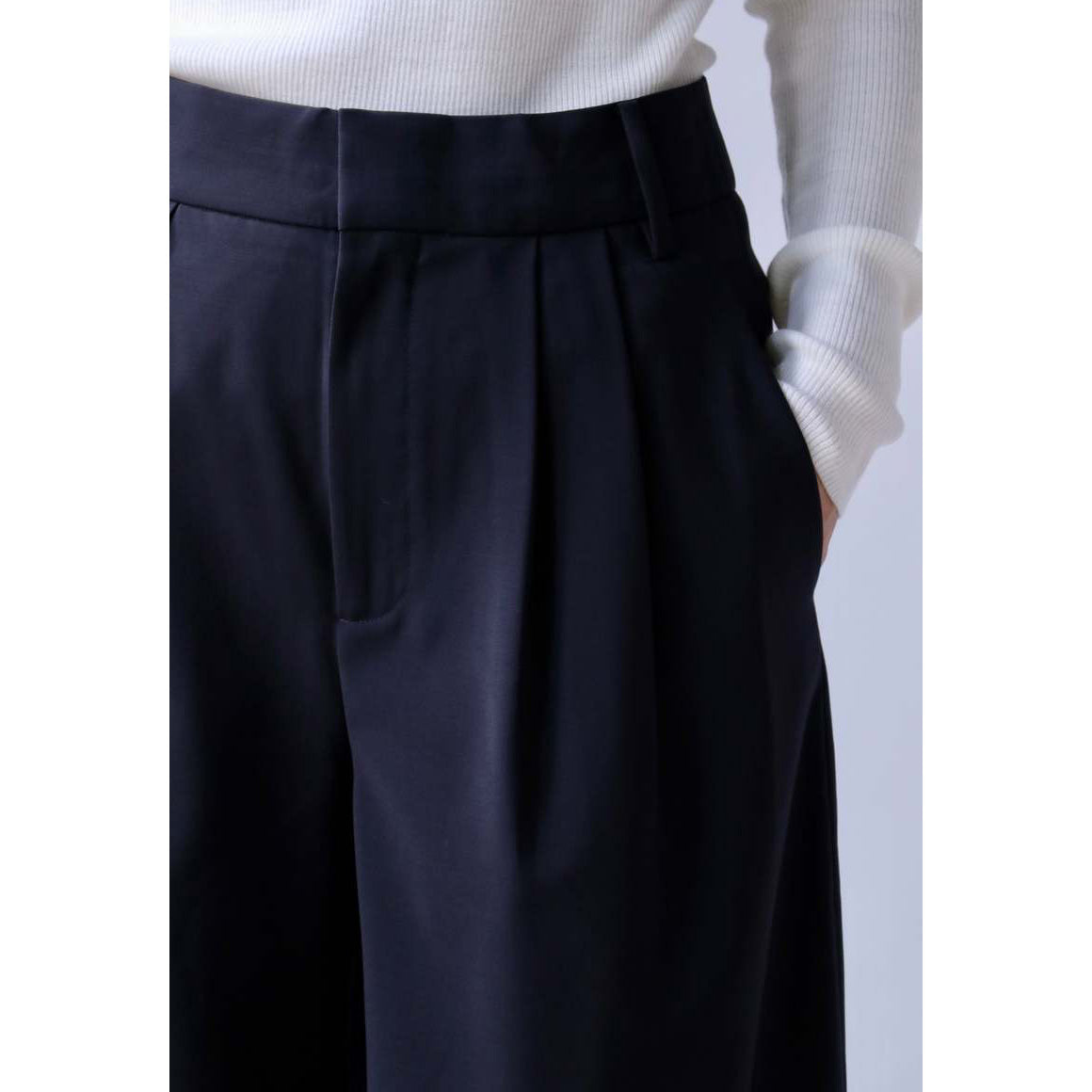 Tibi Tropical Wool "Stella" Wide Leg Trousers in Navy, size 0