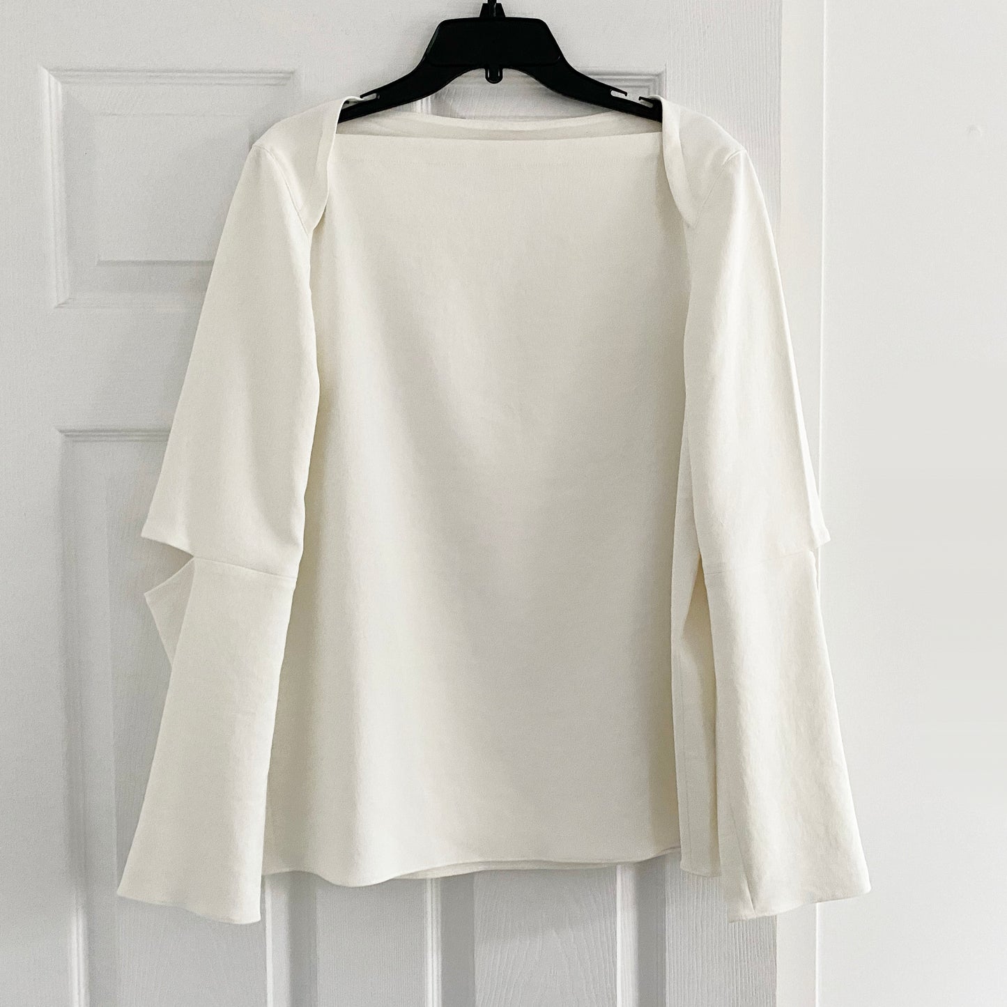 Tibi Chalky Drape Bebe Long Sleeve Top in White, size 12