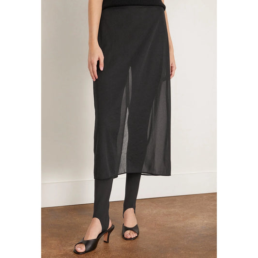 Tibi Sheer Gauze Maxi Pencil Skirt in Black, size XL