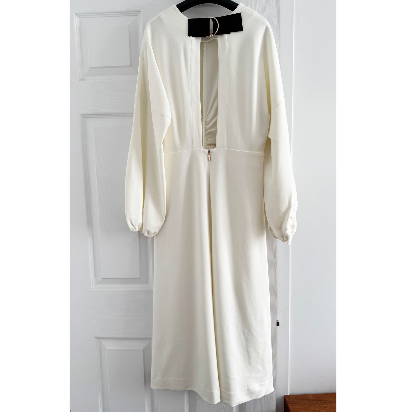 Tibi "Bond" Stretch Knit Open Back Dress in Ivory, size 10