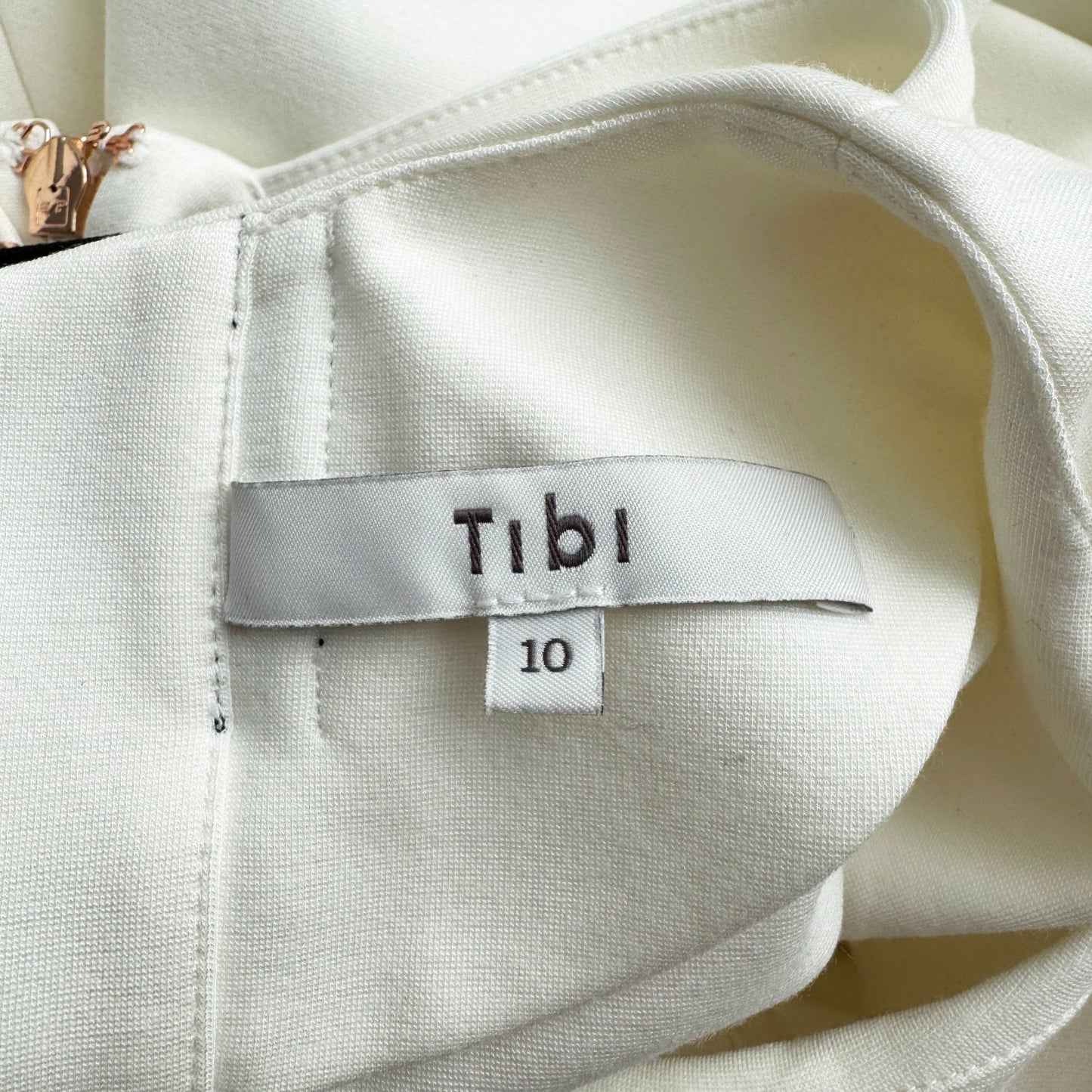 Tibi "Bond" Stretch Knit Open Back Dress in Ivory, size 10