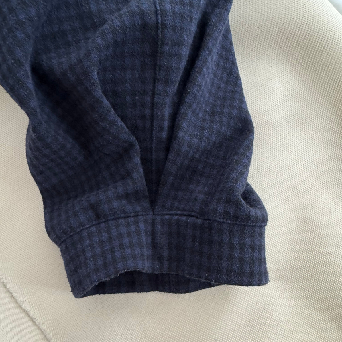 Tibi Camille Check Kat Sculpted Pull On Pant in Navy, size Large