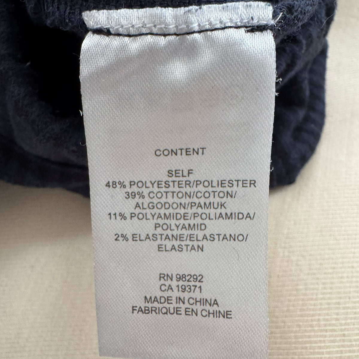 Tibi Camille Check Kat Sculpted Pull On Pant in Navy, size Large