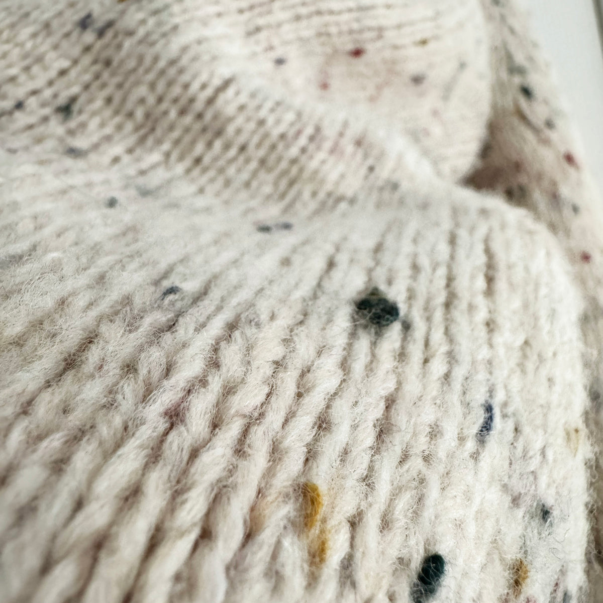 Tibi Confetti Shrunken Crewneck Pullover in "Cream Multi", size Large