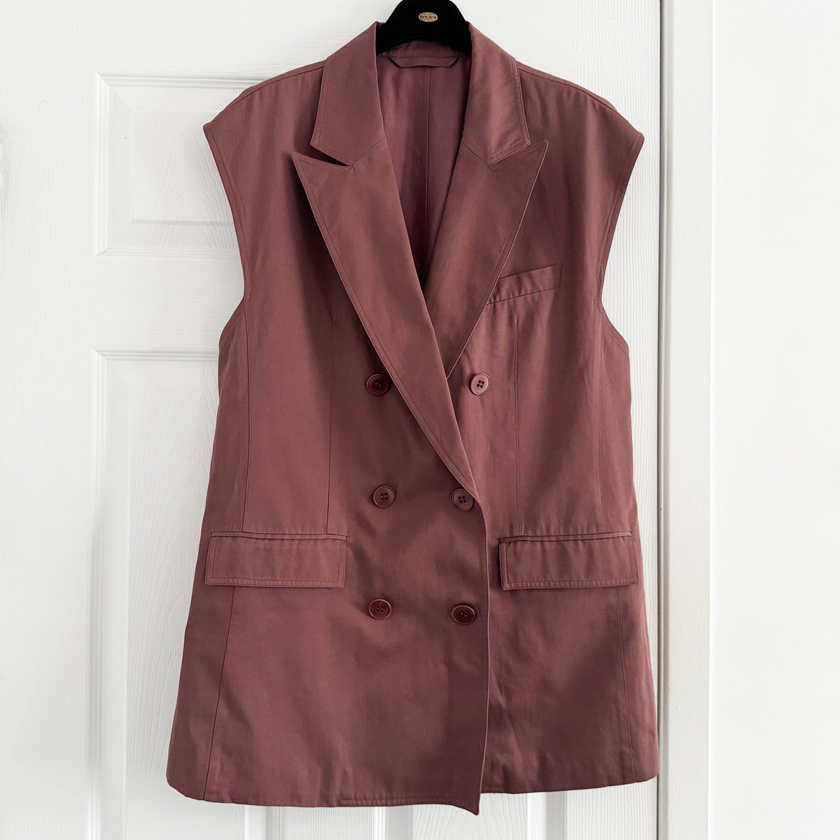 Tibi Drapey Suiting Oversized Double Breasted Vest in "Cinnamon", size Medium