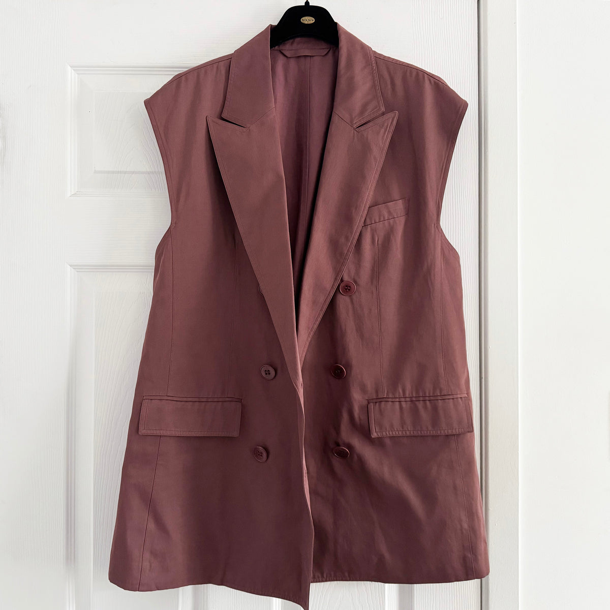 Tibi Drapey Suiting Oversized Double Breasted Vest in "Cinnamon", size Medium