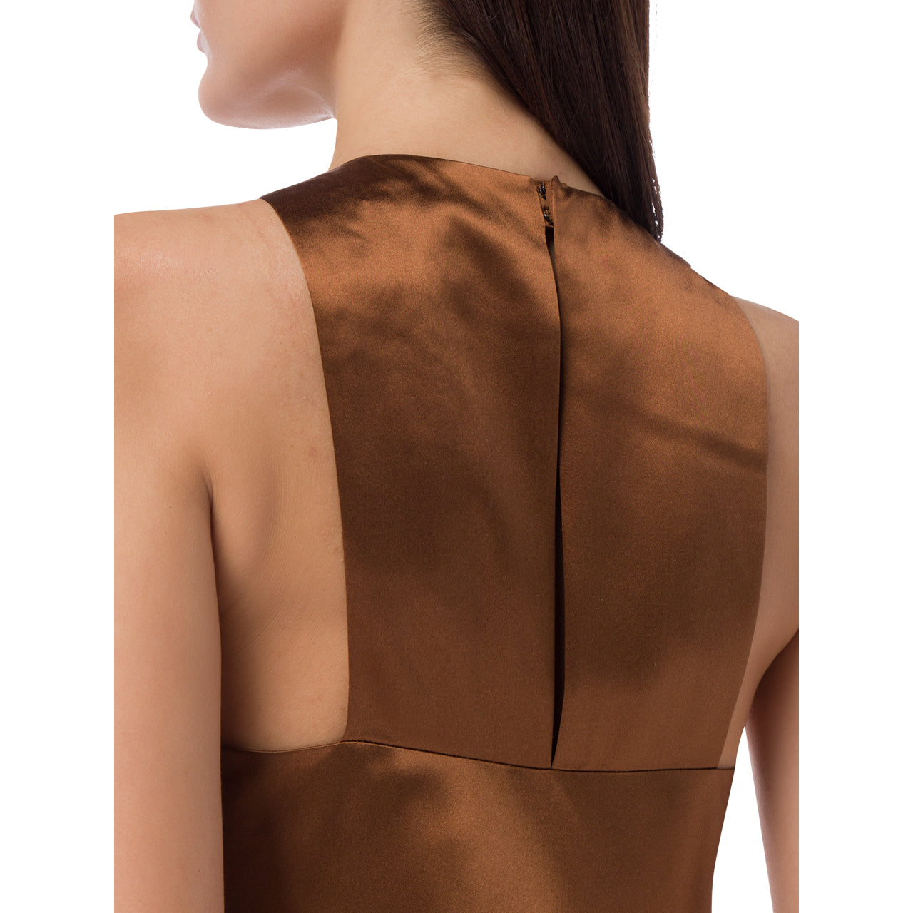 Tibi Heavy Satin Midi Bias Dress in Bronze, size 00