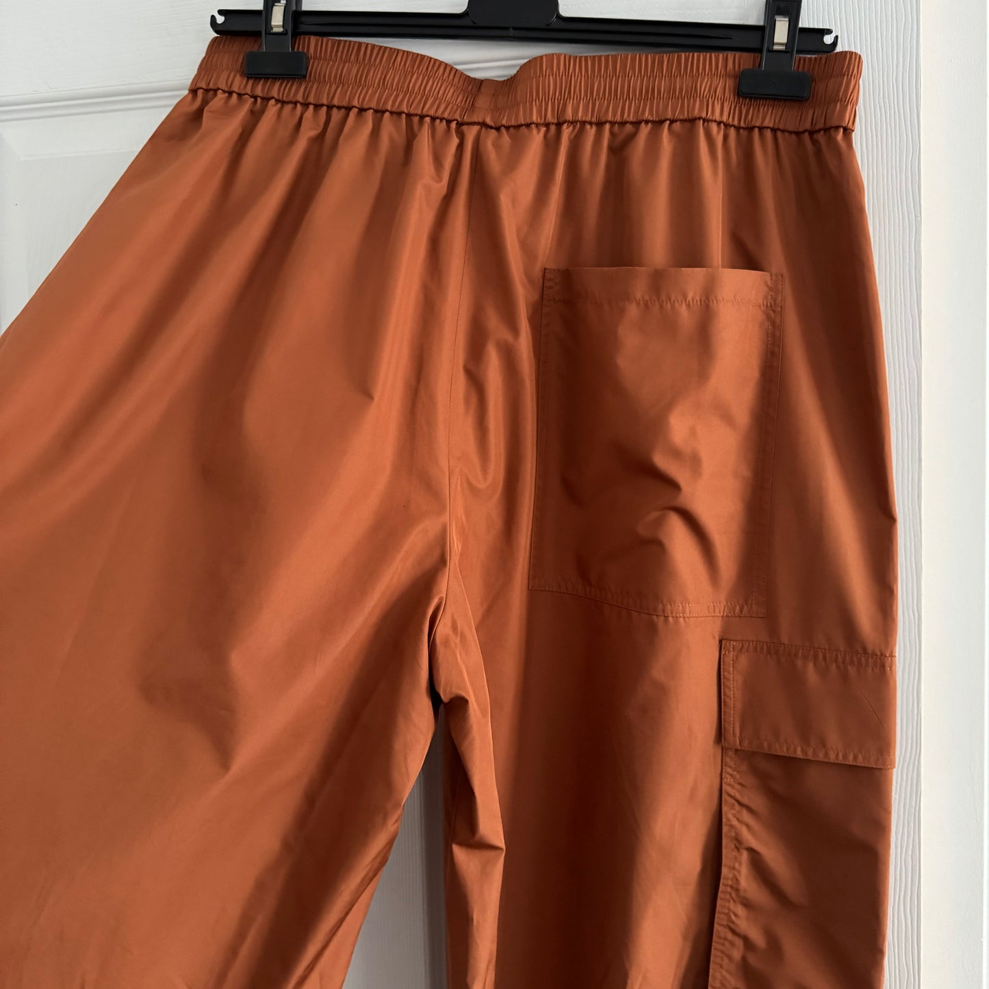 Tibi Italian Sporty Nylon Pull-on Joggers in Sienna, Size Large