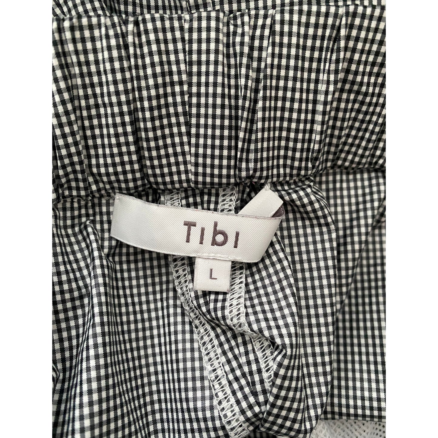 Tibi Menswear Tech Poly Pull On Jogger in Black/White Gingham, size large