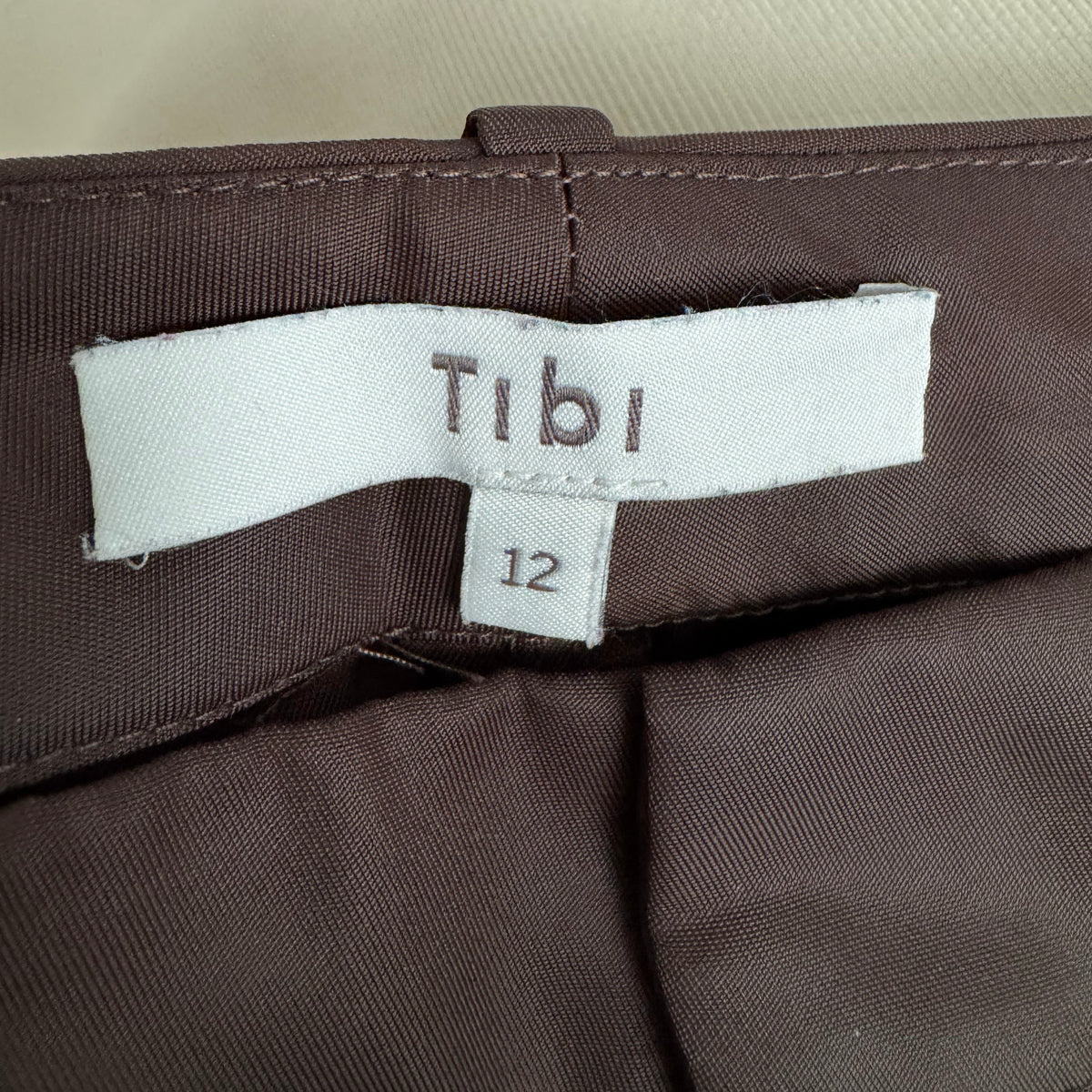 Tibi Eco Nylon "Colt" Trouser in Brown (Shorter Version), size 12