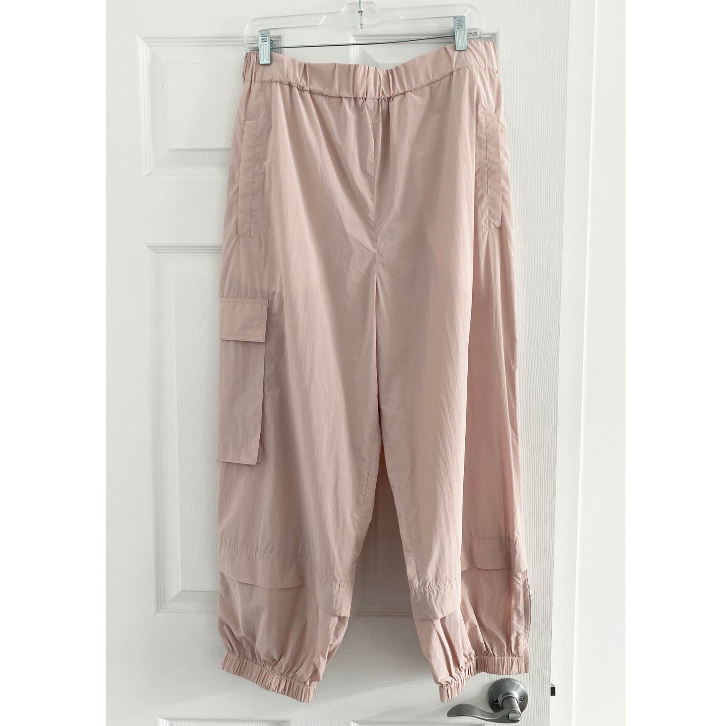 Tibi Crispy Nylon "Wilt" Jogger in "Powder Pink", size Large