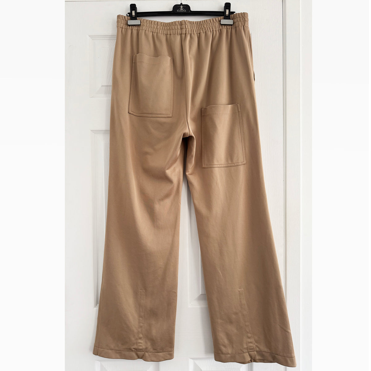 Tibi Active Knit "Scottie" Joggers in Tan, size Large