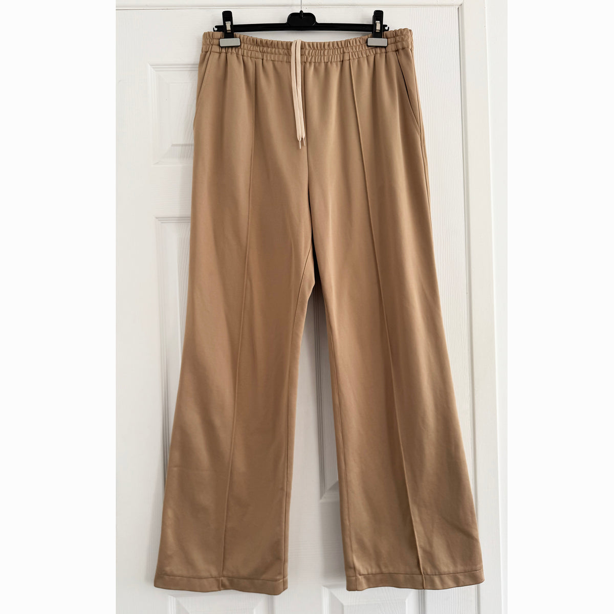 Tibi Active Knit "Scottie" Joggers in Tan, size Large