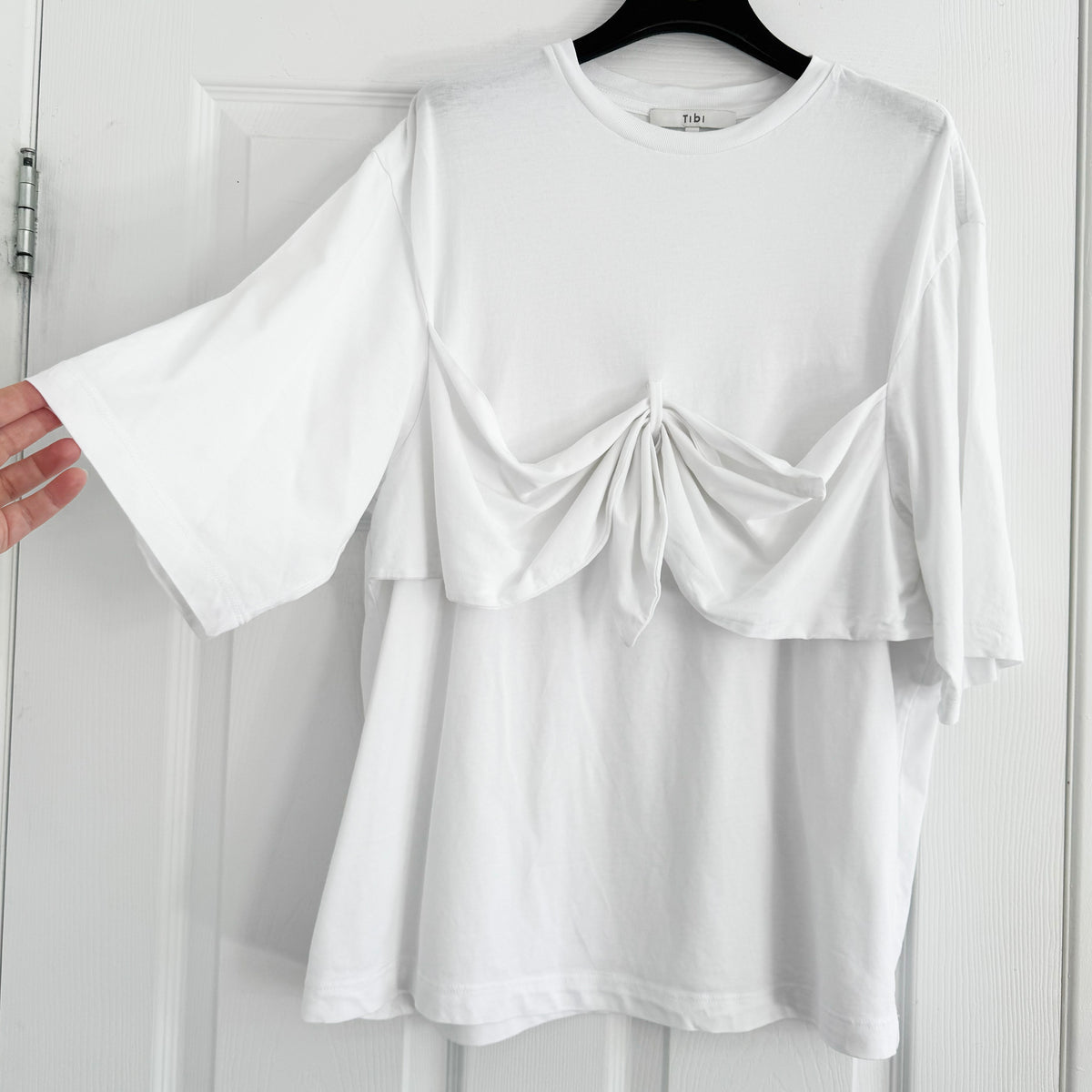Tibi Tie Front T-Shirt in White, size Small