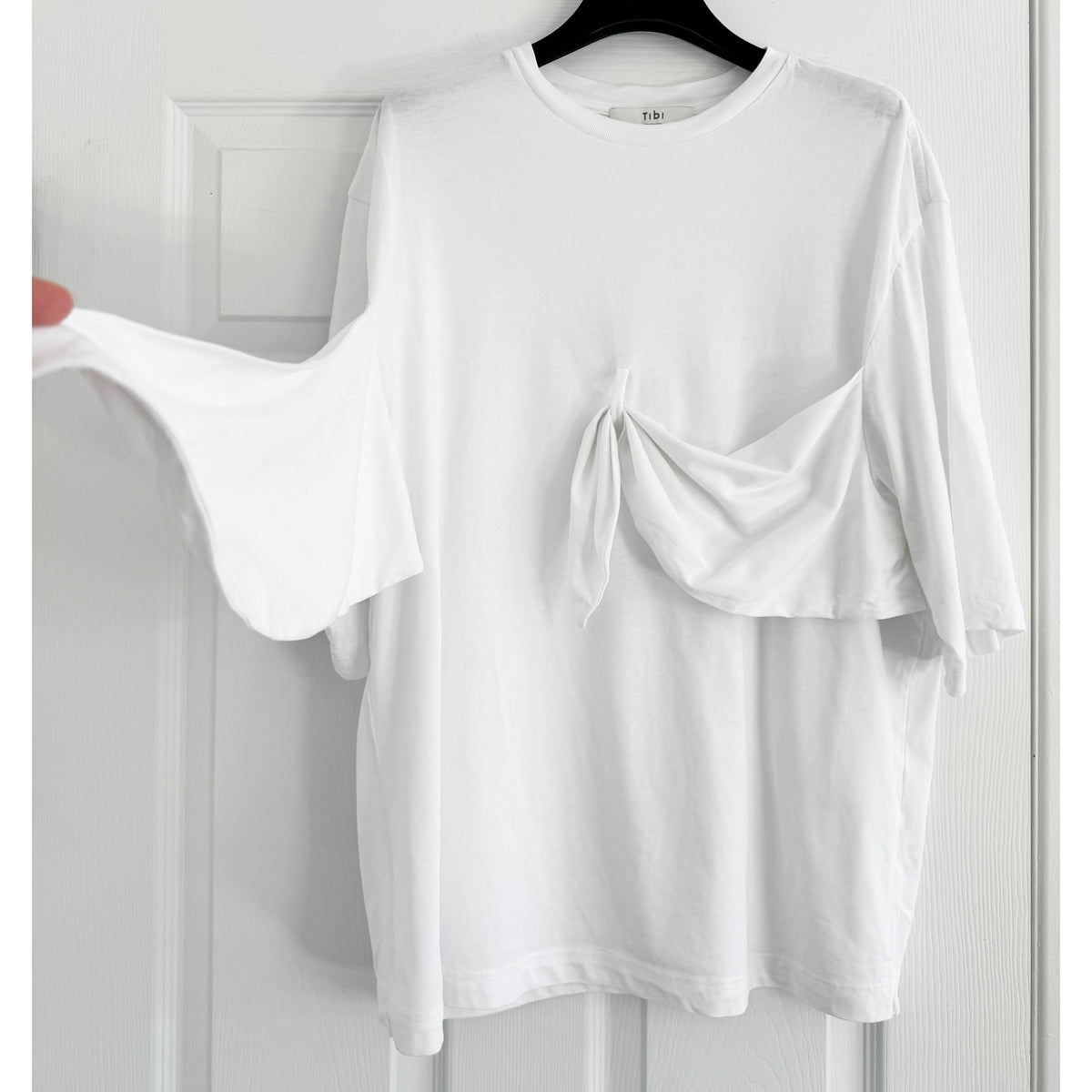 Tibi Tie Front T-Shirt in White, size Small