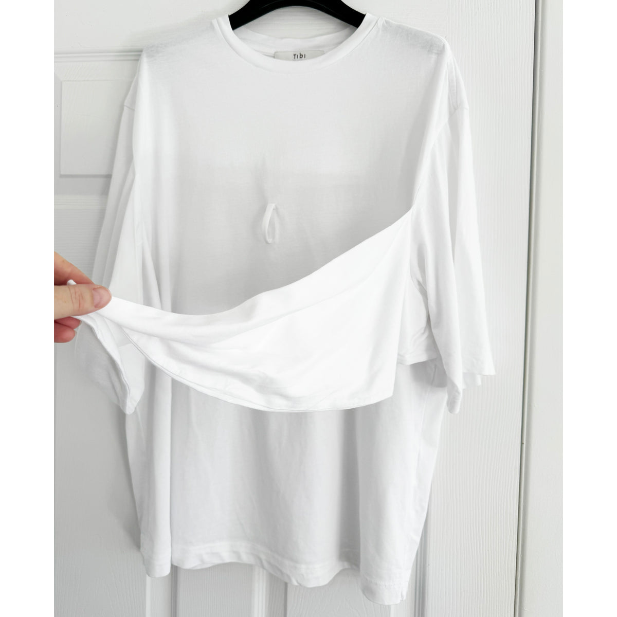 Tibi Tie Front T-Shirt in White, size Small