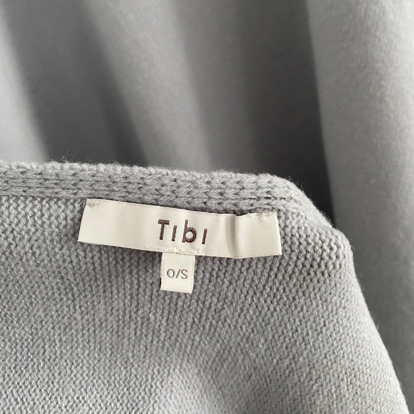 Tibi Airy Wool Circular Sweater and Scarf in Silver Grey, size L/XL