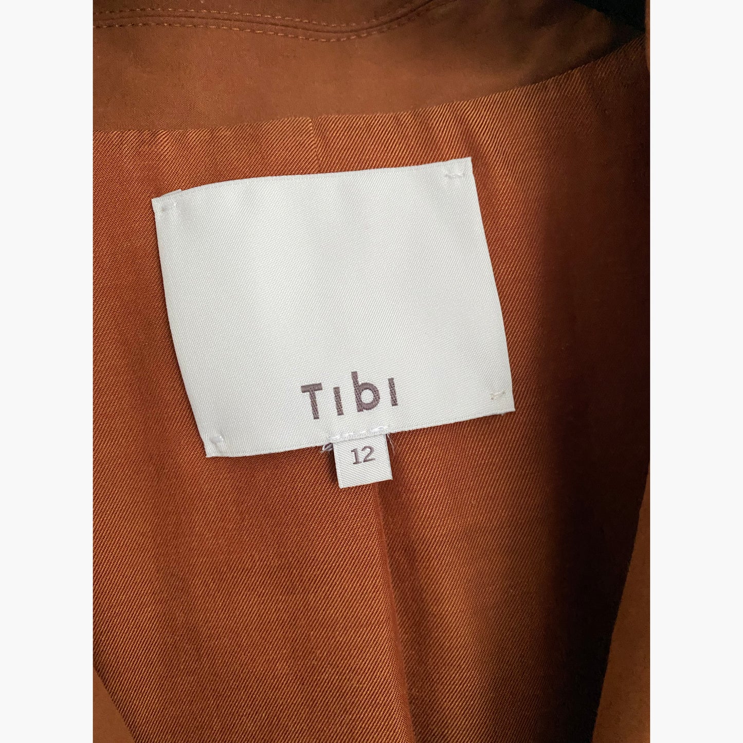 Tibi "Arun Suiting" Cotton Blazer in "Burnt Oak", size 12