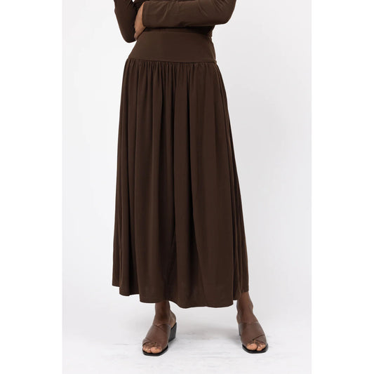Tibi Drapey Jersey Skirt in Brown, size 14