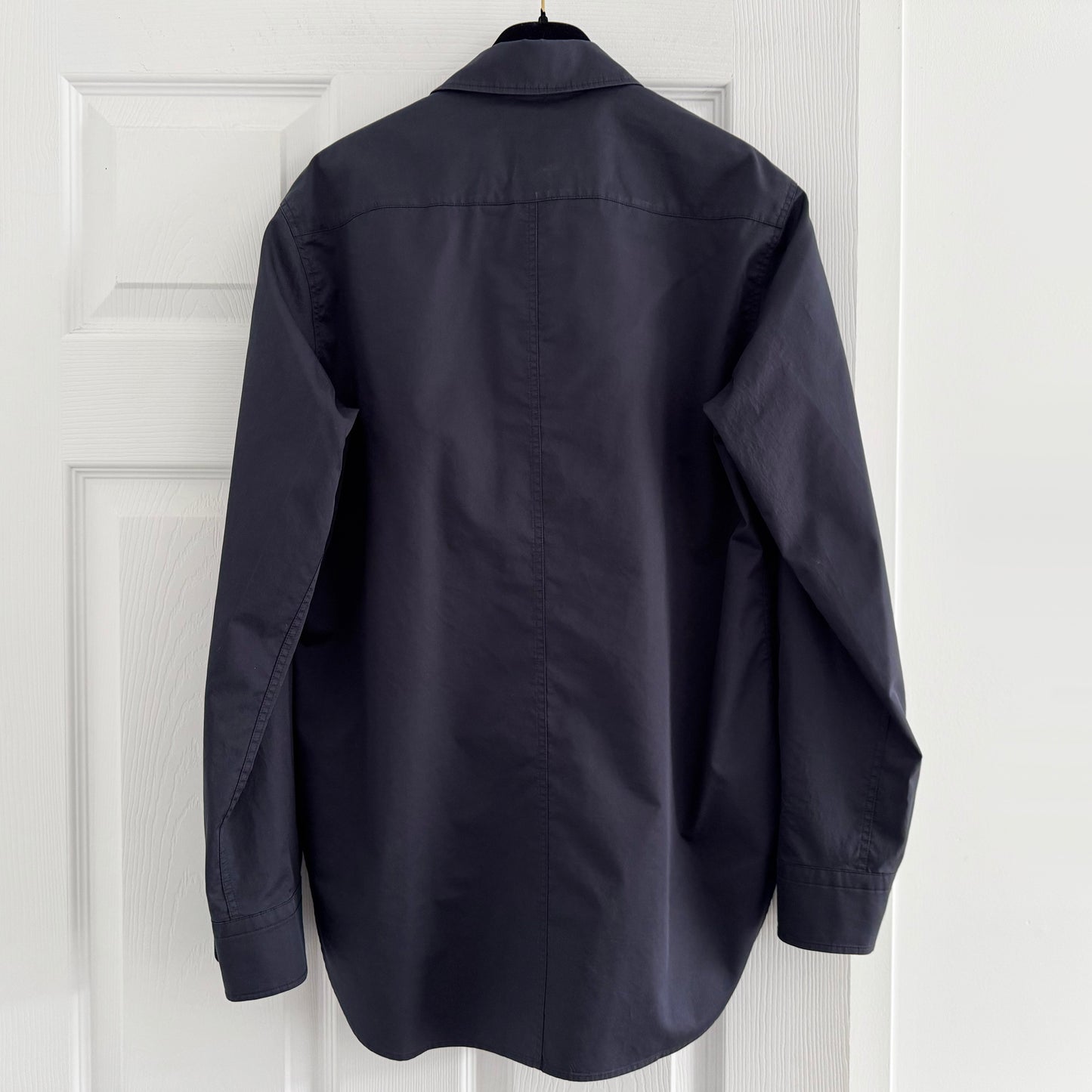 Tibi "Charlie" Eco Poplin Cut Out Shirt in Navy, Size Small