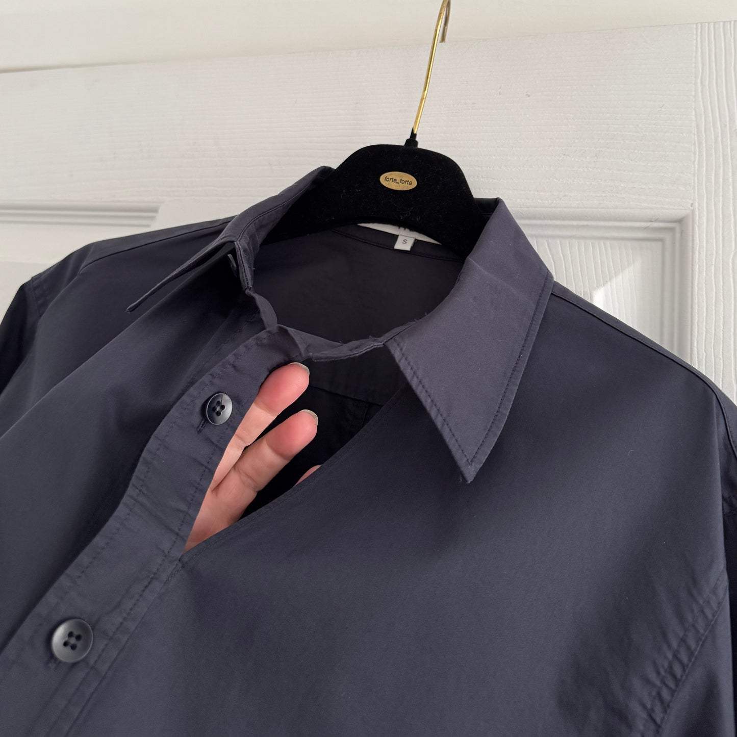 Tibi "Charlie" Eco Poplin Cut Out Shirt in Navy, Size Small