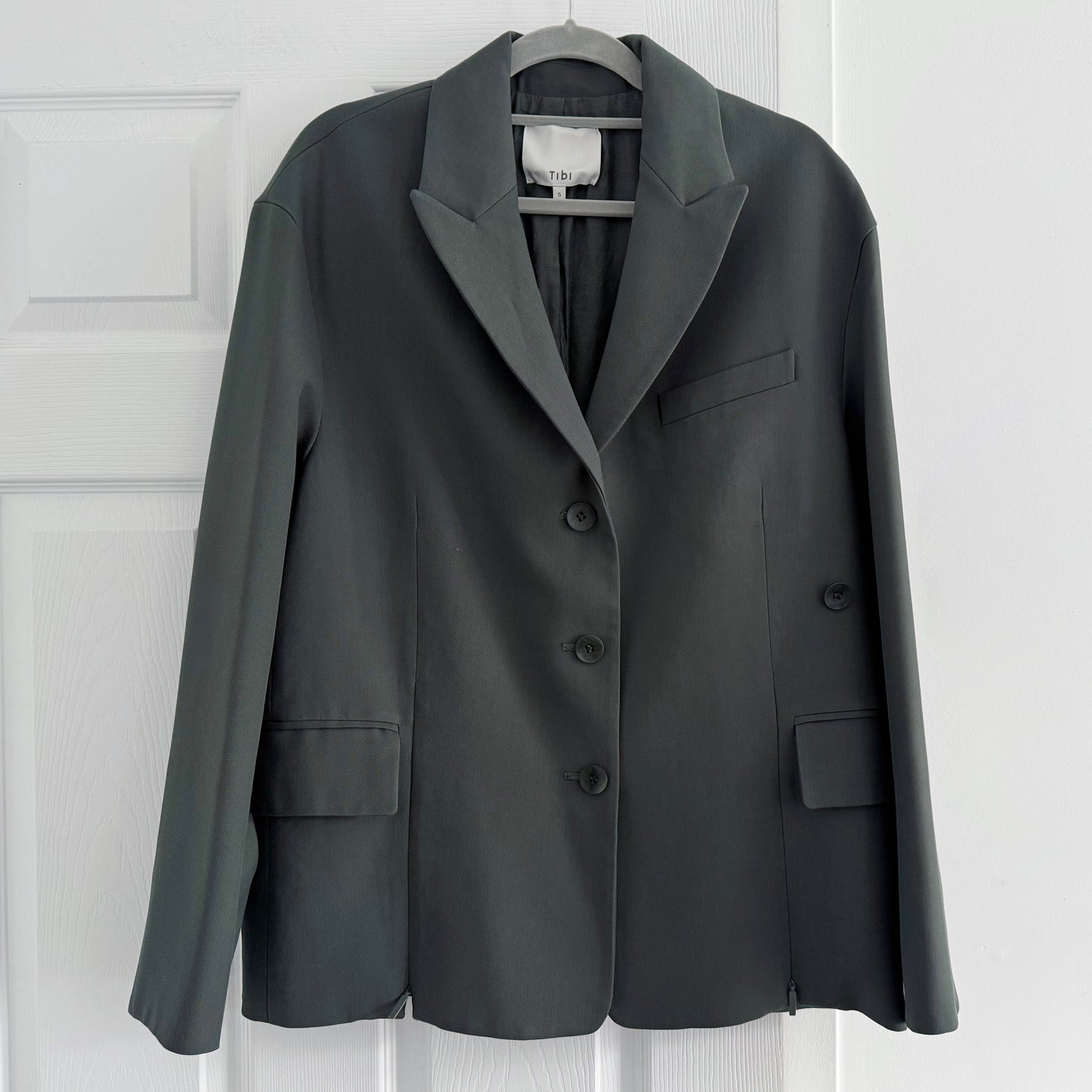 Tibi Grain de Poudre "Liam" Blazer in Grey Pine, size Small